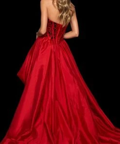 Sherri Hill - 54023 Strapless Glass Cut Corset High Low Dress 12 Sherri Hill - 54023 Strapless Glass Cut Corset High Low Dress