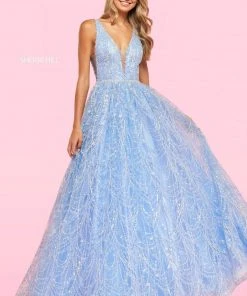 Sherri Hill - 54041 Plunging Bodice Glitter A-Line Dress