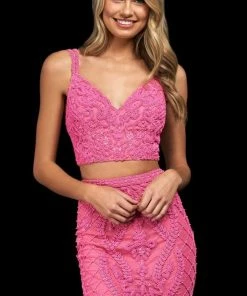Sherri Hill - 54123 Two-Piece Bead Embossed Short Sheath Dress