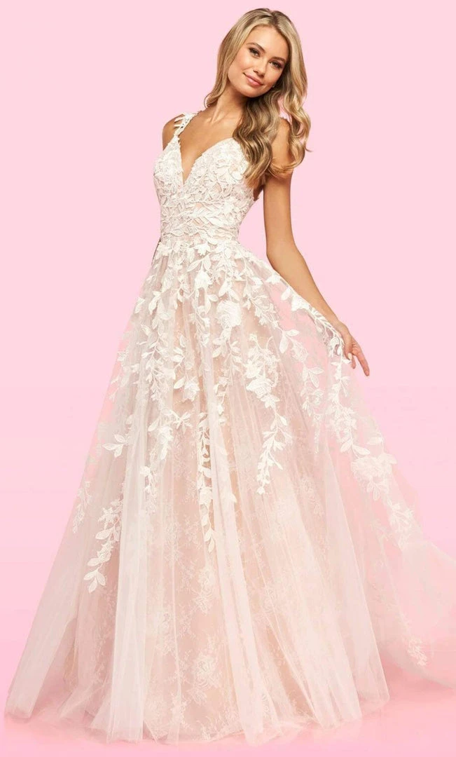 Sherri Hill - 54159 Sleeveless V-Neck Floral Appliques Lace Tulle Gown 3 Sherri Hill - 54159 Sleeveless V-Neck Floral Appliques Lace Tulle Gown