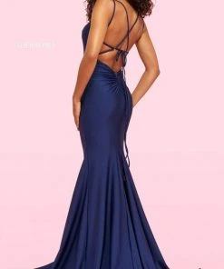 Sherri Hill - 54181 Sleeveless V-Neck Tie Open Back Mermaid Gown