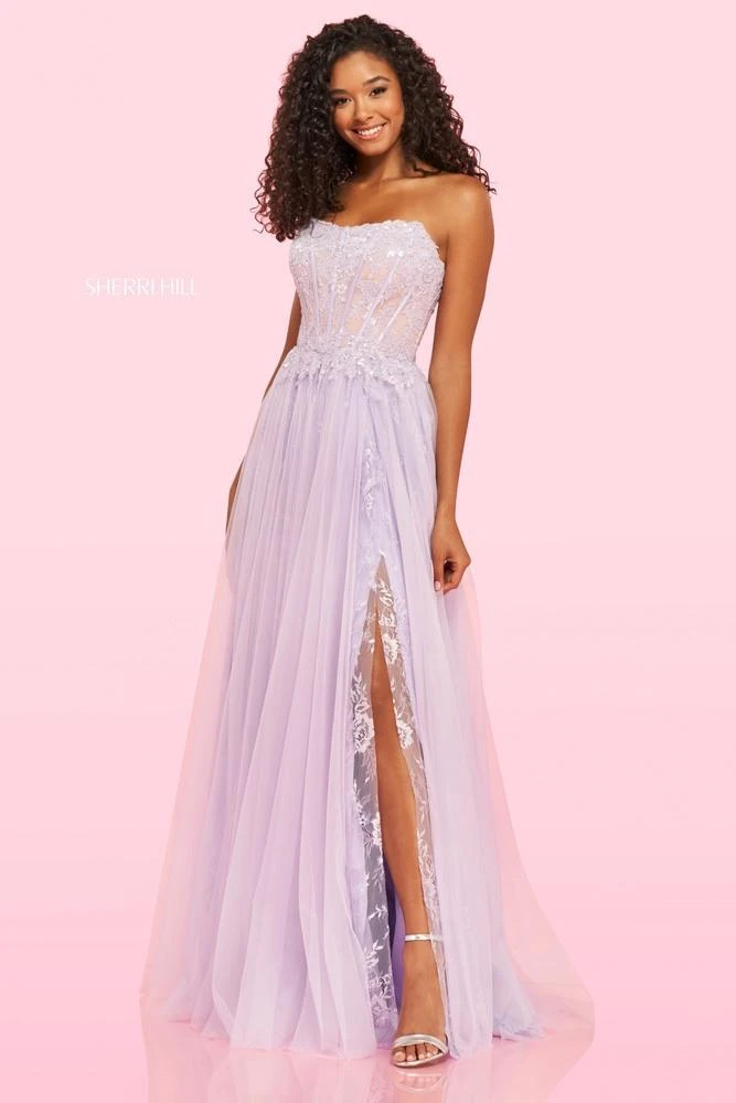 Sherri Hill - 54225 Strapless Corset Flowy Dress 3 Sherri Hill - 54225 Strapless Corset Flowy Dress