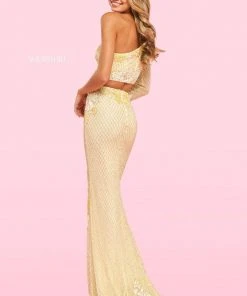 Sherri Hill - 54235 Beaded One Shoulder High Slit Dress