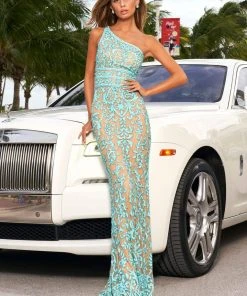 Sherri Hill - 54250 Bead-Patterned One Shoulder Dress