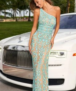 Sherri Hill - 54250 Bead-Patterned One Shoulder Dress