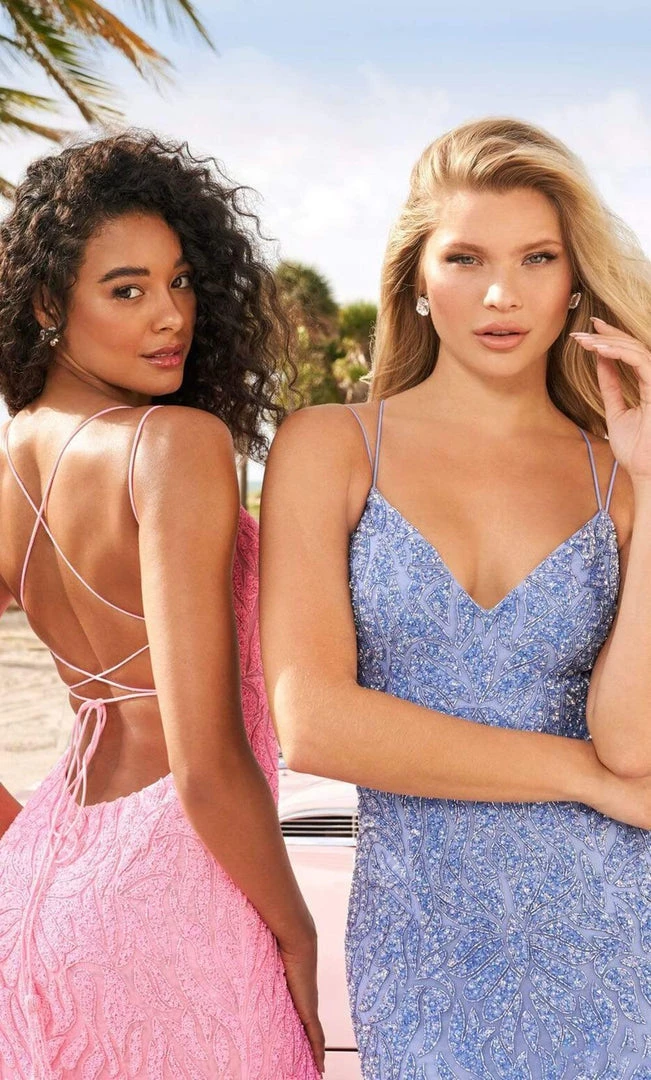 Sherri Hill - 54344 Strappy Open Back Beaded Fringe High Slit Gown 6 Sherri Hill - 54344 Strappy Open Back Beaded Fringe High Slit Gown