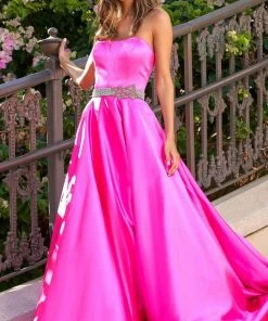 Sherri Hill - 54785 Strapless Jeweled Waist A-Line Gown