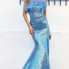 Sherri Hill - 54837 Feather Fringed Sequin Gown