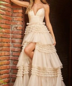 Sherri Hill - 54843 V-Neck Glitter Tulle Ballgown