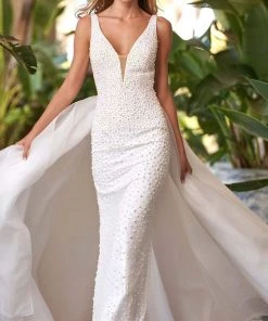 Sherri Hill - 54871 Plunging V-Neck Overskirt Dress