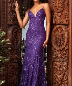 Sherri Hill - 54887 Deep V-Neck Sequin Gown