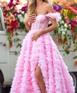 Sherri Hill - 54906 Off Shoulder Tiered Ballgown