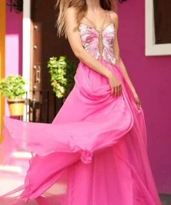 Sherri Hill - 54910 Butterfly Bodice Chiffon Long Dress