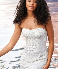 Sherri Hill - 54911 Strapless Sequin Adorn Gown