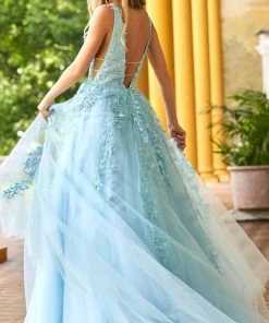 Sherri Hill - 54937 Lace Detailed Tulle Gown 7 Sherri Hill - 54937 Lace Detailed Tulle Gown