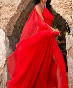 Sherri Hill - 55006 Asymmetric Side Cape Long Dress