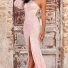 Sherri Hill - 55057 Glittered Slit Sheath Asymmetric Gown