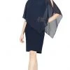 SLNY - Jewel Split Cape Formal Dress 9170368 - 1 Pc New Navy In Size 16 Available Party Dresses