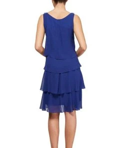 SLNY - Sleeveless Tulip Tiered Chiffon Dress 1140441