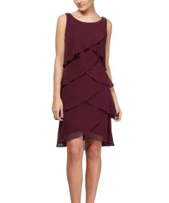 SLNY - Sleeveless Tulip Tiered Chiffon Dress 1140441