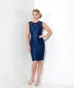 Social Occasions By Mon Cheri Social Occasions - 215803 Two-Piece Lace Illusion Jewel Neck Dress