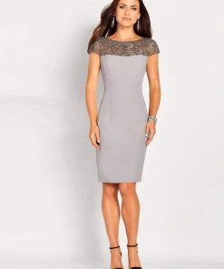 Social Occasions By Mon Cheri - Beaded Illusion Bateau Knee Length Dress 119824