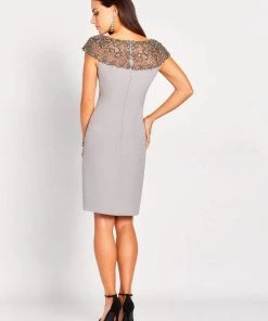 Social Occasions By Mon Cheri - Beaded Illusion Bateau Knee Length Dress 119824