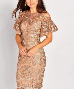 Social Occasions By Mon Cheri - Embroidered Jewel Dress 119835 - 1pc Caramel In Size 12 Available