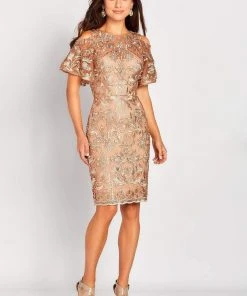 Social Occasions By Mon Cheri - Embroidered Jewel Dress 119835 - 1pc Caramel In Size 12 Available