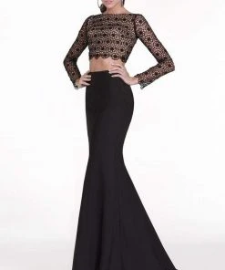 Tarik Ediz - Floral Long Sleeve Gown 92535 Long Dresses