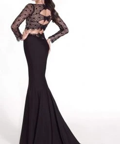 Tarik Ediz - Floral Long Sleeve Gown 92535 Long Dresses