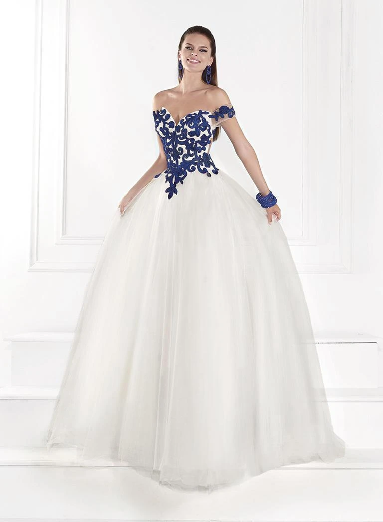 Tarik Ediz - Off The Shoulder Filigree Patterned Tulle Gown 92613 3 Tarik Ediz - Off The Shoulder Filigree Patterned Tulle Gown 92613