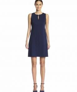 Short Dresses Taylor 5489M Sleeveless Keyhole Neckline Ponte Dress - 1 Pc Navy In Size 14 Available