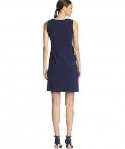 Short Dresses Taylor 5489M Sleeveless Keyhole Neckline Ponte Dress - 1 Pc Navy In Size 14 Available